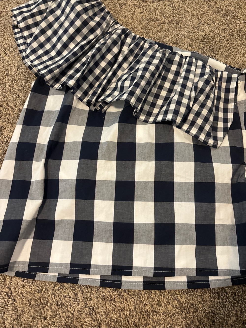 NWT J. Crew Gingham One Shoulder Blouse - Picture 6 of 7